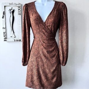 Billabong Toffee Animal Print Spring Romance Wrap Mini Dress Feminine Dress Sz M